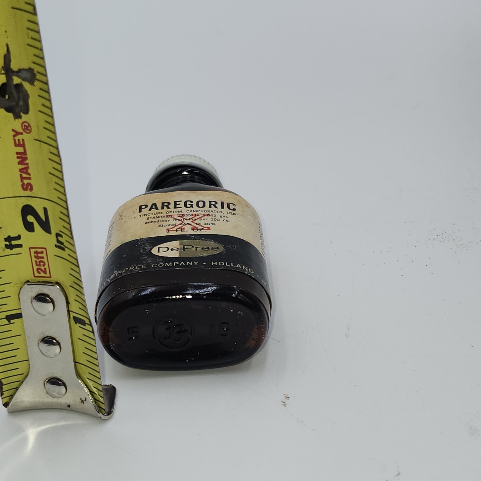 MORPHINE Bottle VINTAGE PAREGORIC U.S. bottle EMPTY medicine glass
