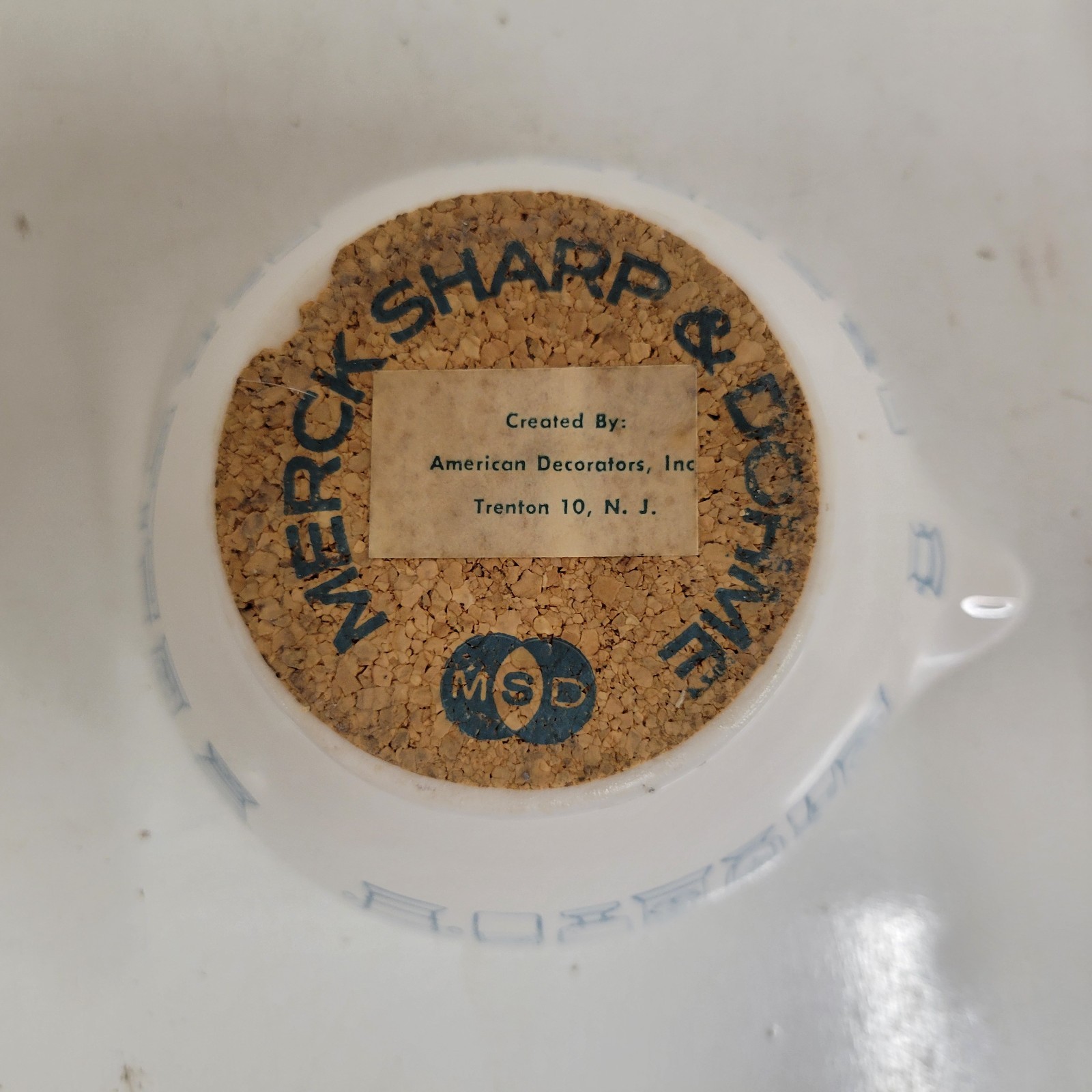 VTG Merck Sharp & Dohme Porcelain Pharmacy Mortar & Pestle Ashtray MSD C. Lamb