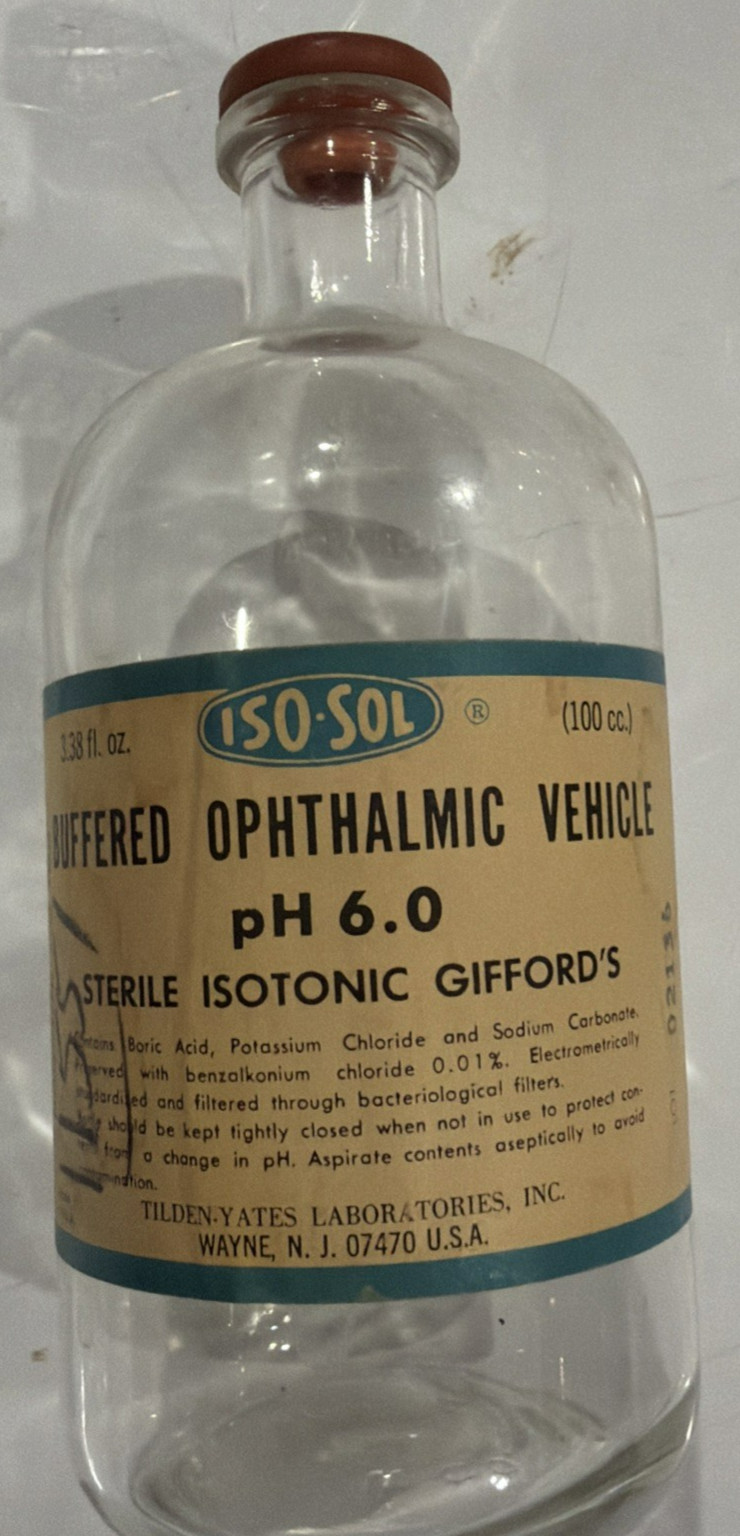 ANTIQUE APOTHECARY CHEMIST PHARMACY BOTTLE ISO-SOL 100cc 4.5”