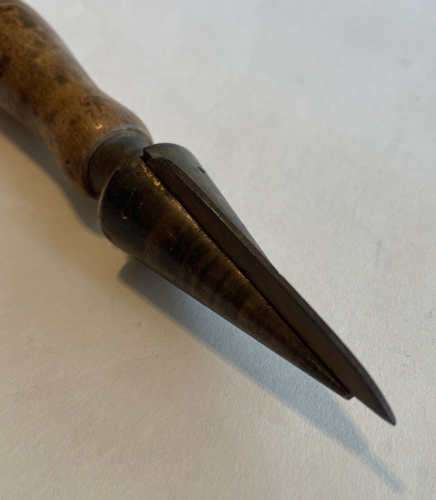 Antique Apothecary Pharmaceutical Cork Borer Sharpening Tool Knife Brass Cone