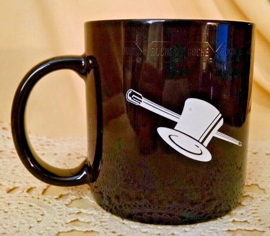 Roche Mug Black White Top Hat Can Coffee Tea Cup Pharmaceutical Company Promo
