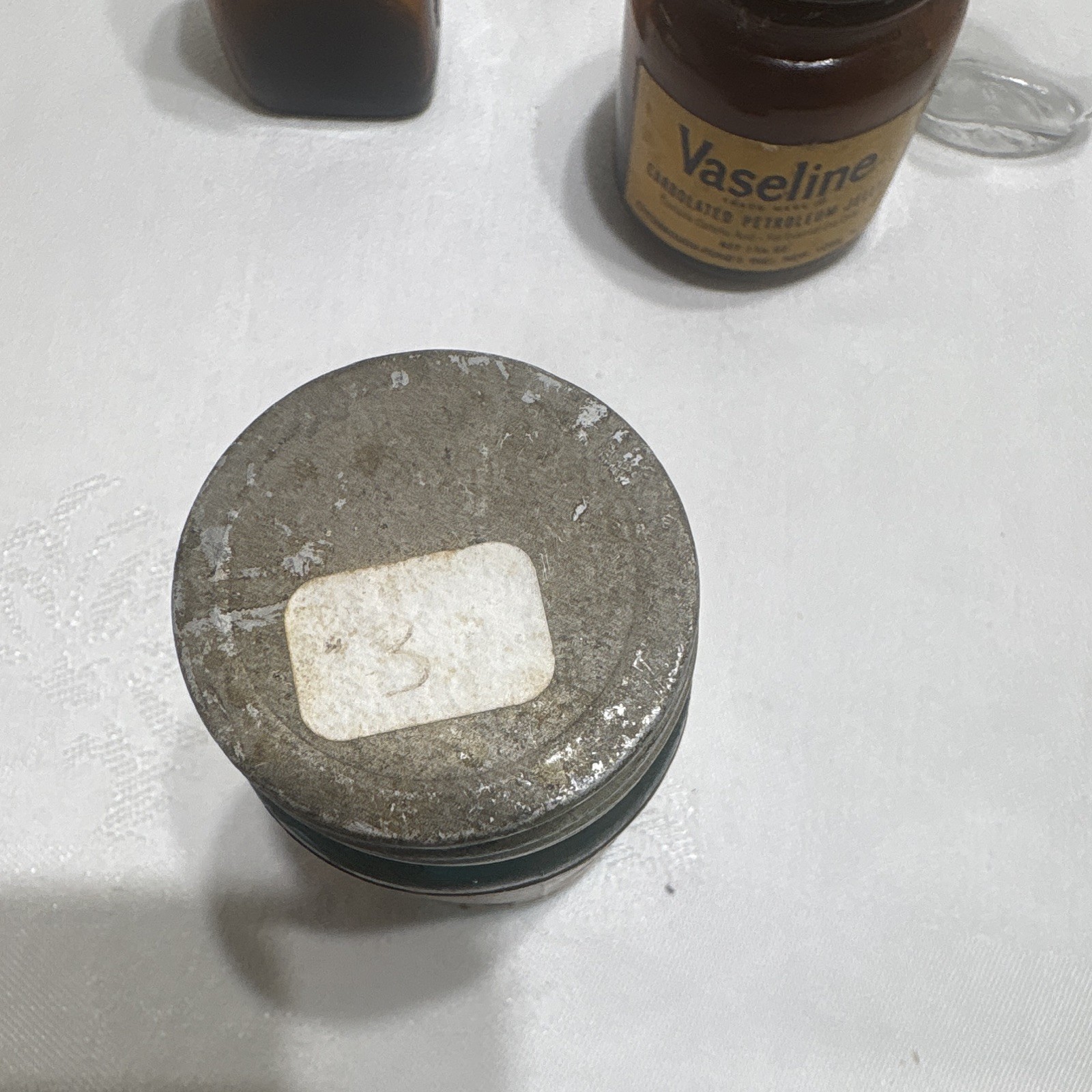 Vintage Medicine Bottle Vaseline Jar + Sal Hepatica, Anacin, Bayer Bottles Lot 4