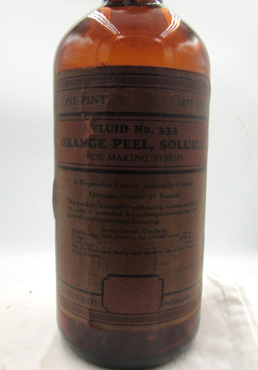 MM – 1940’s Eli Lilly Orange Peel Soluble Indianapolis 8″ Amber Medicine bottle