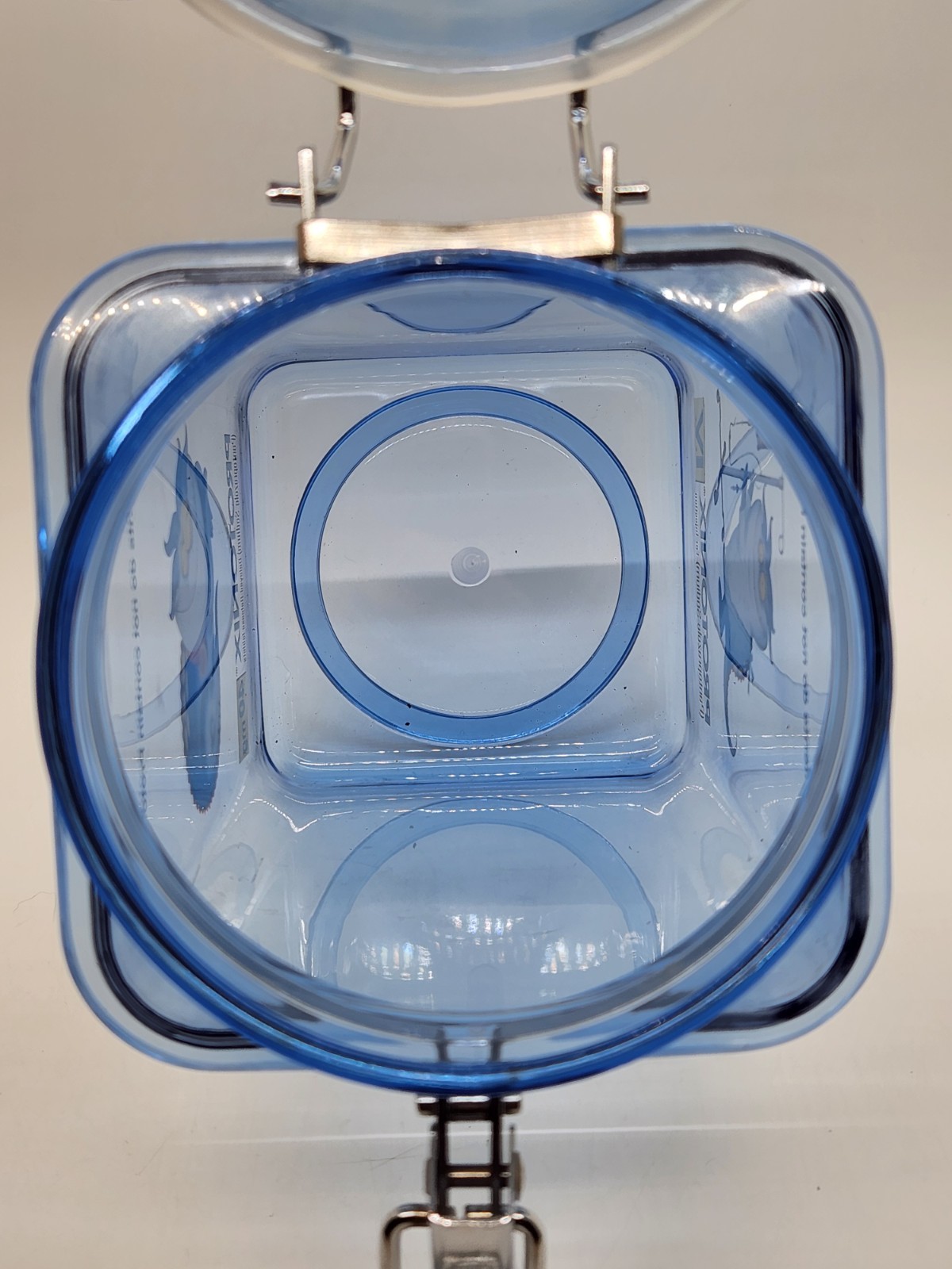 Vintage Pharmaceutical Drug Rep Protonix IV Clear Blue Plastic Canister Jar