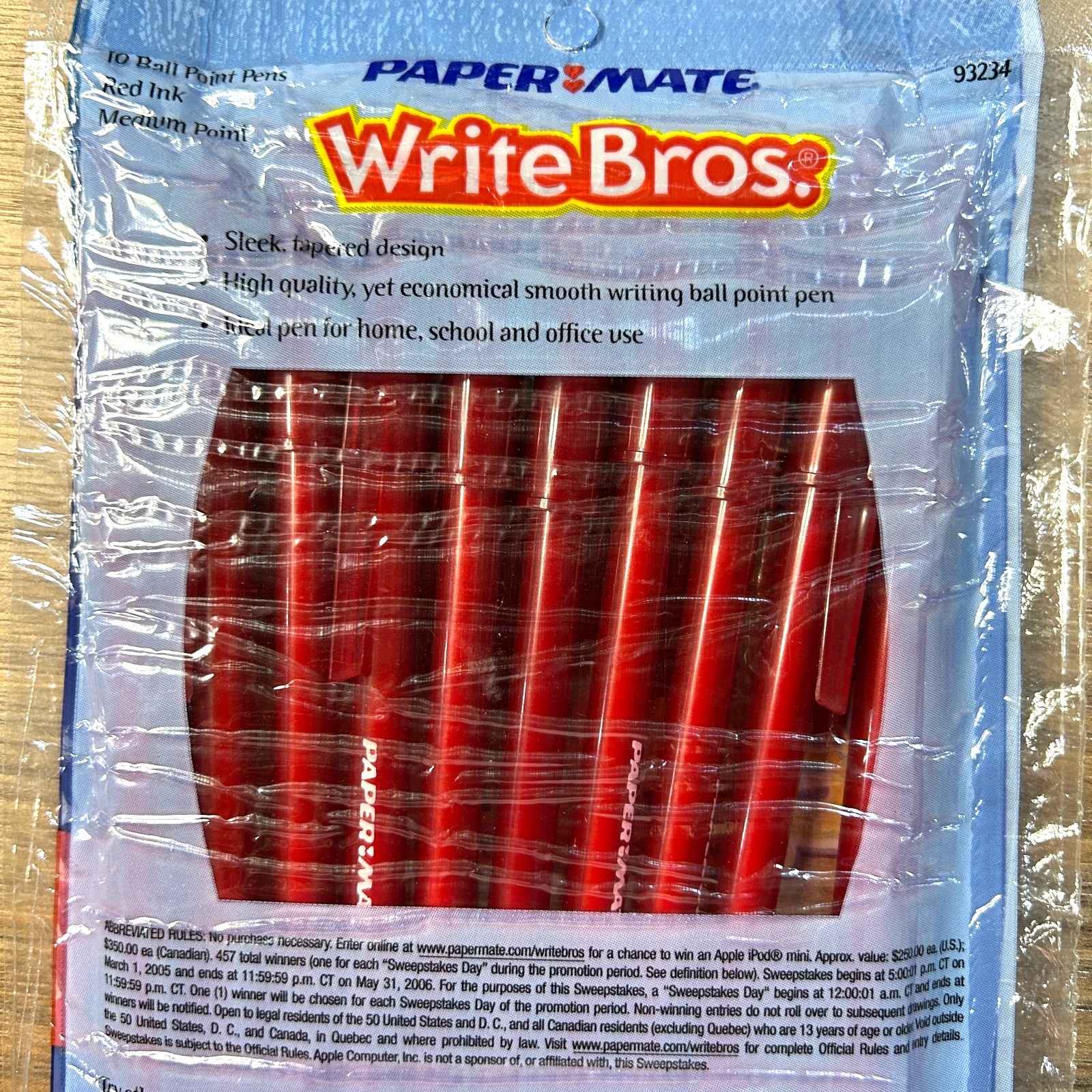 Paper Mate Write Bros 10-Count Red Ink Ballpoint Pens – Sealed/ NOS Vintage 2005
