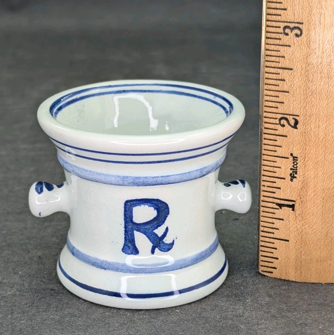 Delfts Squibb Mini Blue White Porcelain Pestle RX Pharmacist Apothecary Vtg