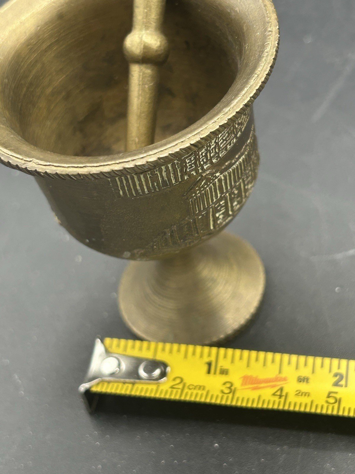 Vintage Small Brass Mortar and Pestle Set, Apothecary Parthenon Greece Design