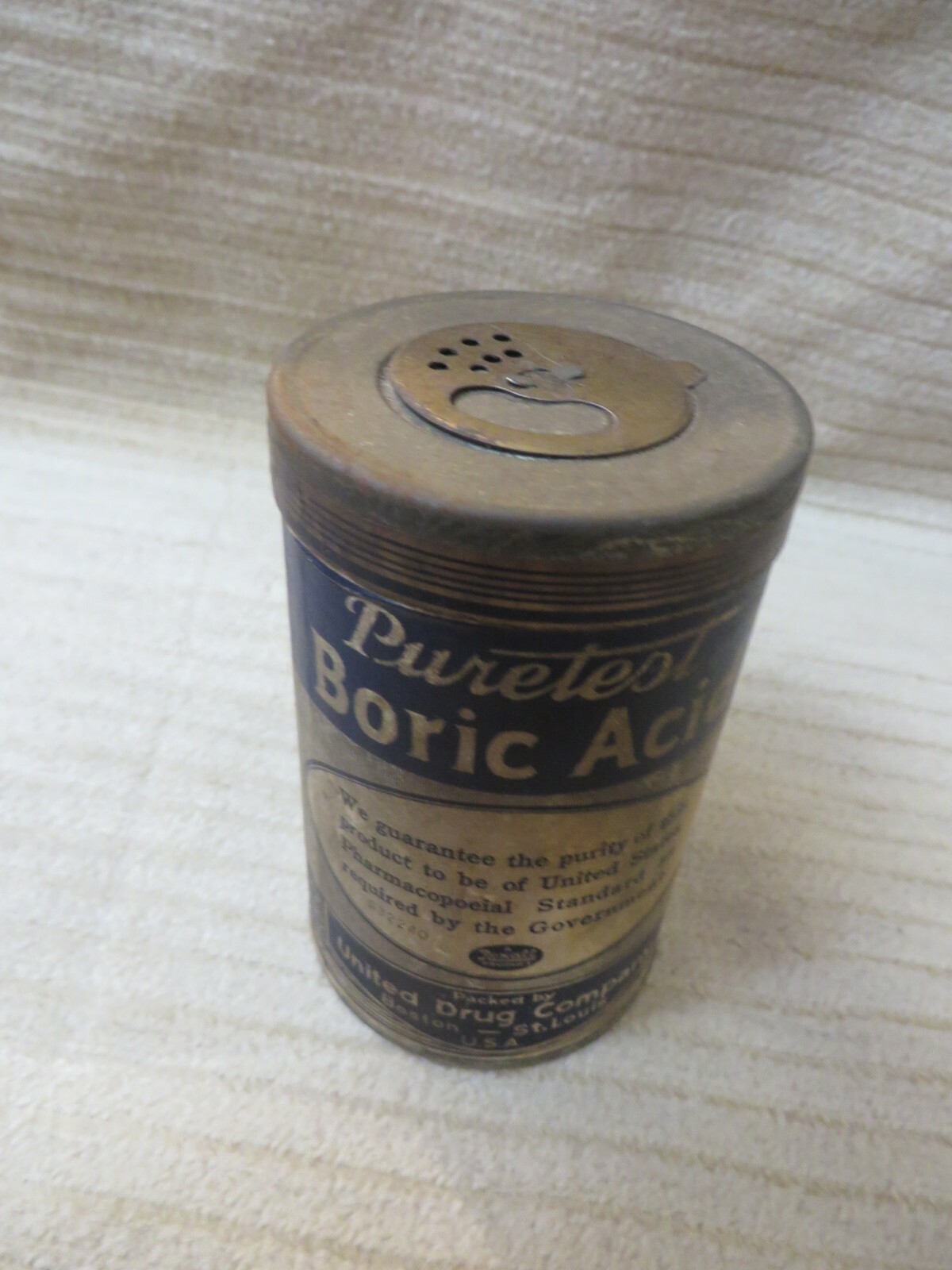 Vintage United Drug Puretest 4oz Cardboard with Tin Lid