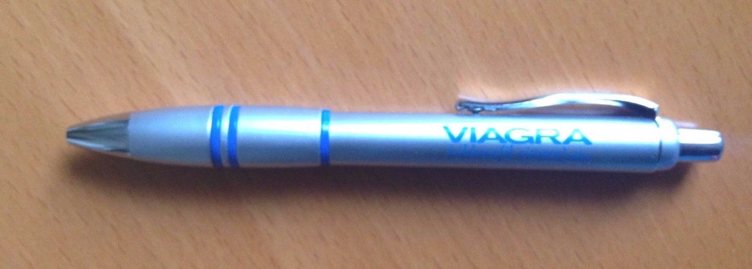 Set of 5 VIAGRA drug rep pens – plastic looks like metal – COOL!