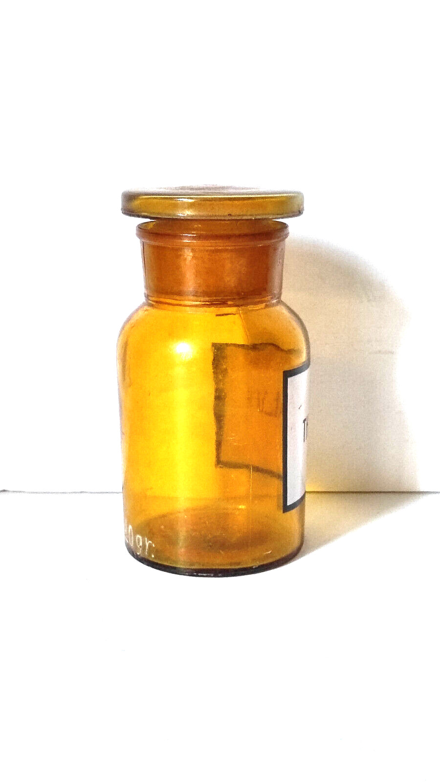 THEMISALUM, Vintage Glass Apothecary Pharmacy Amber Jar, 100 ml, Cap