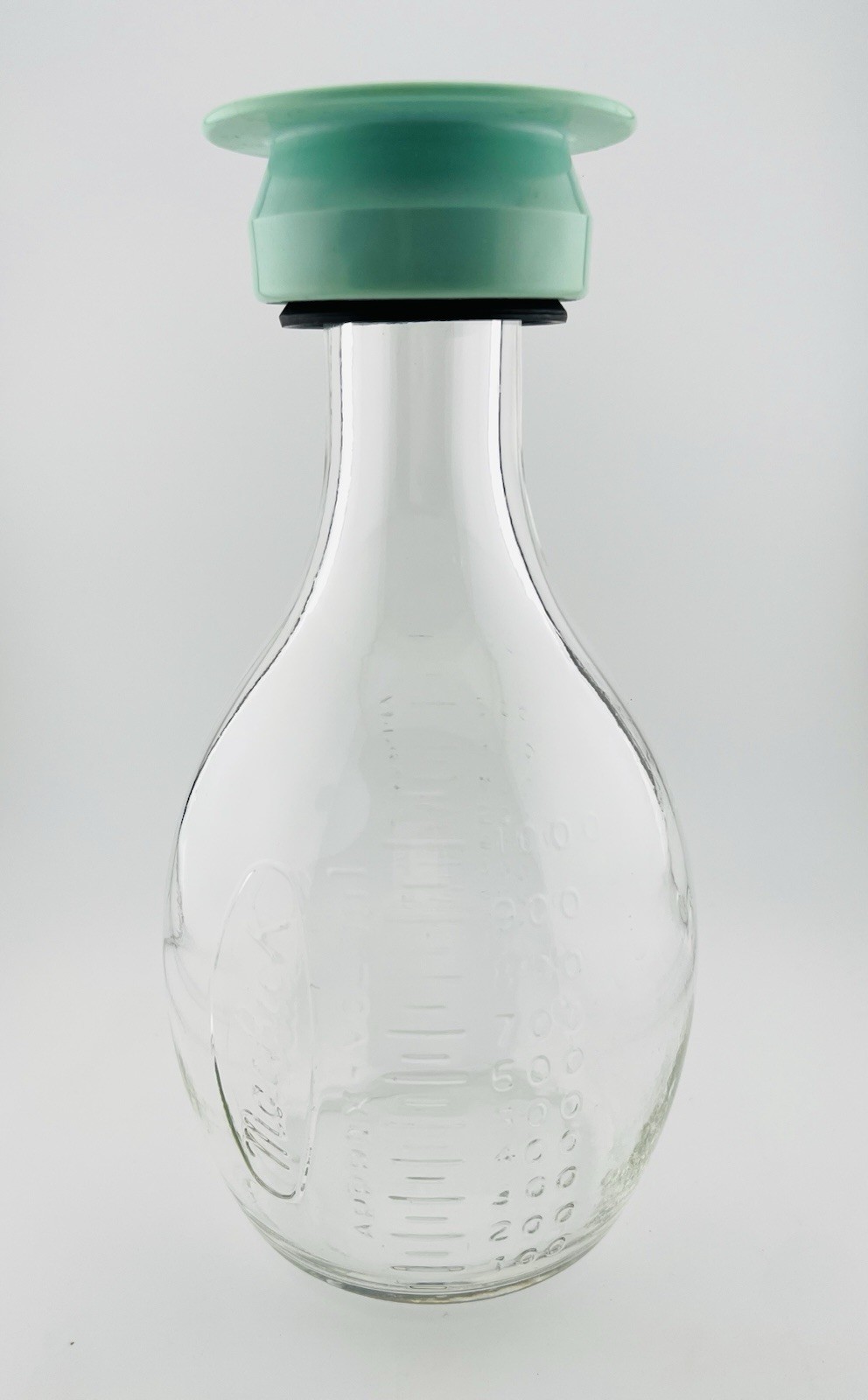 Vintage MacBick 1000 mL Clear Glass Laboratory Bottle Beaker w/ Stopper and Lid