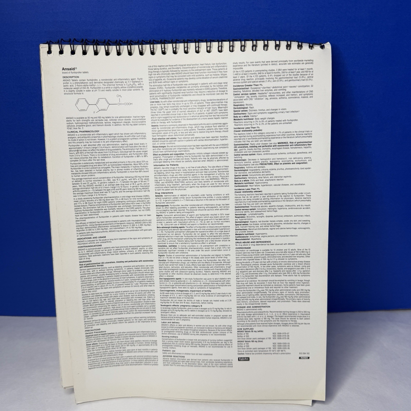 Ansaid Pain Medicine Anatomical Charts Drug Rep Ad Promo Pharma Marketing 1980s
