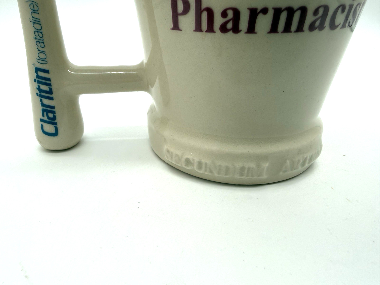 CLARITIN Mortar & Pestle Coffee Cup Mug “Ask Your Pharmacist” Advertising VTG