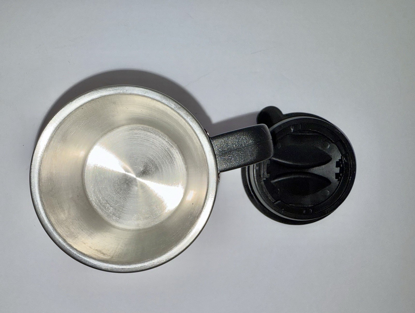 RARE Pharma Drug Rep Red Risperdal Coffee Mug & Lid To Go Cup Plastic & metal