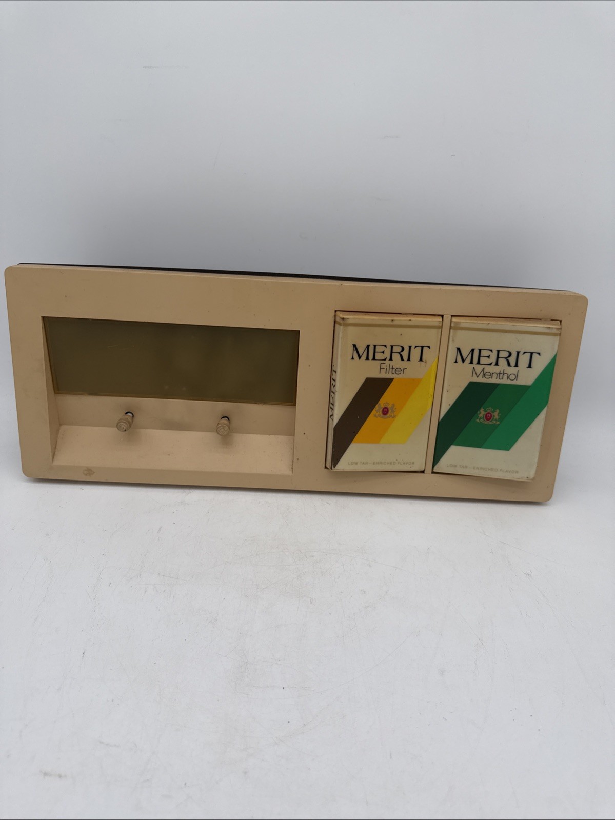 Vintage Merit Cigarettes Promotional Countertop Clock For Parts Only 19.5×7.5