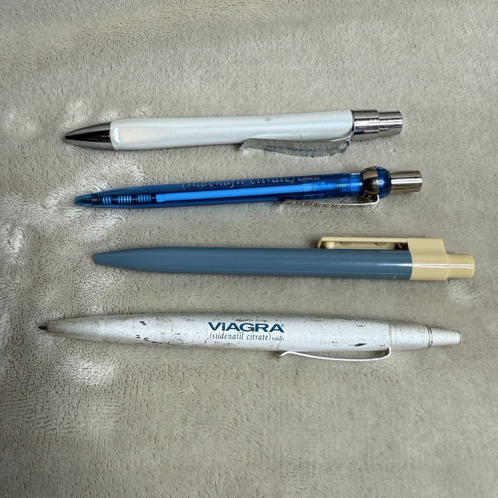 Viagra Collectible Drug Rep Pens; Lot of 4; Pharmaceutical Promotion/Advertising
