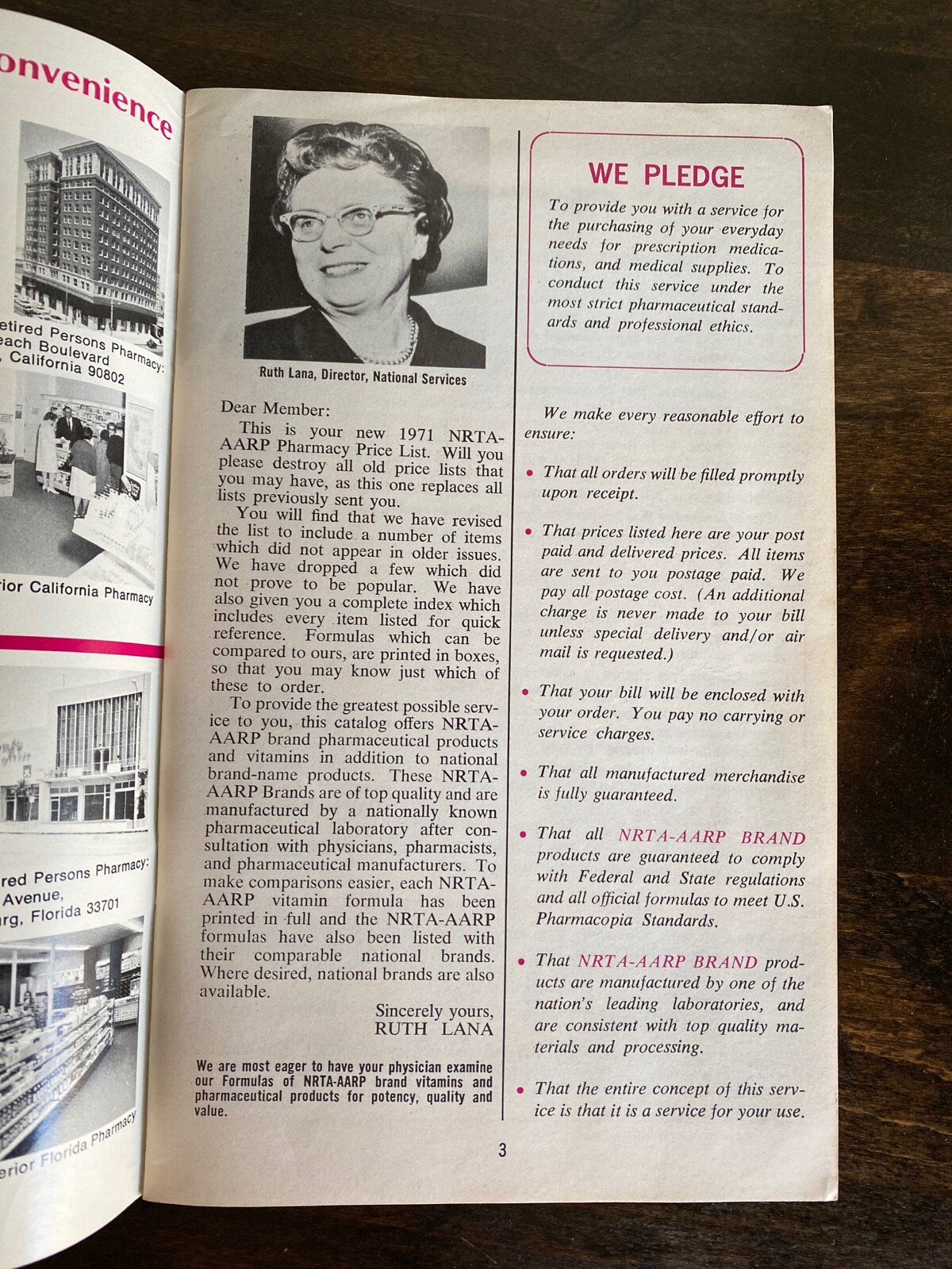 Vintage NRTA AARP Pharmacy 1971 Price List Catalog Druggist Medications