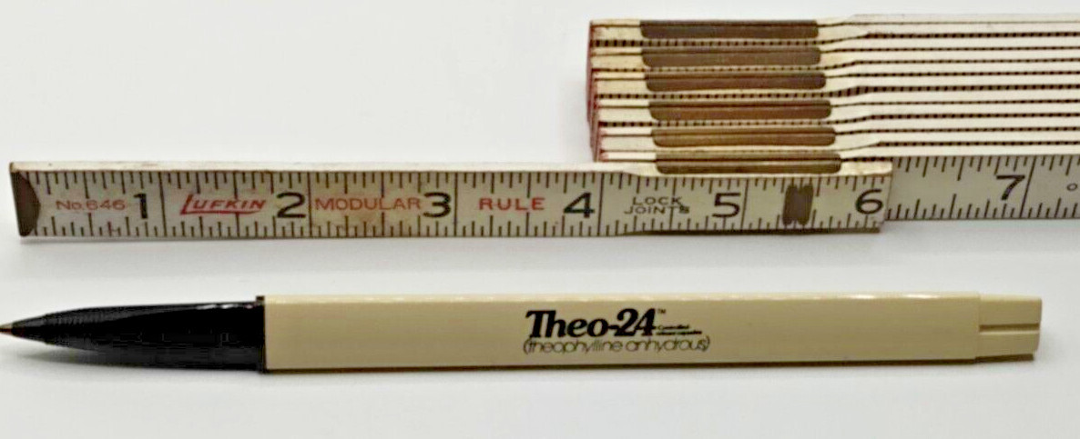 THEO-24 THEOPHYLLINE ANHYDROUS Pharmaceutical Drug Rep Pen Vintage Retro Rare