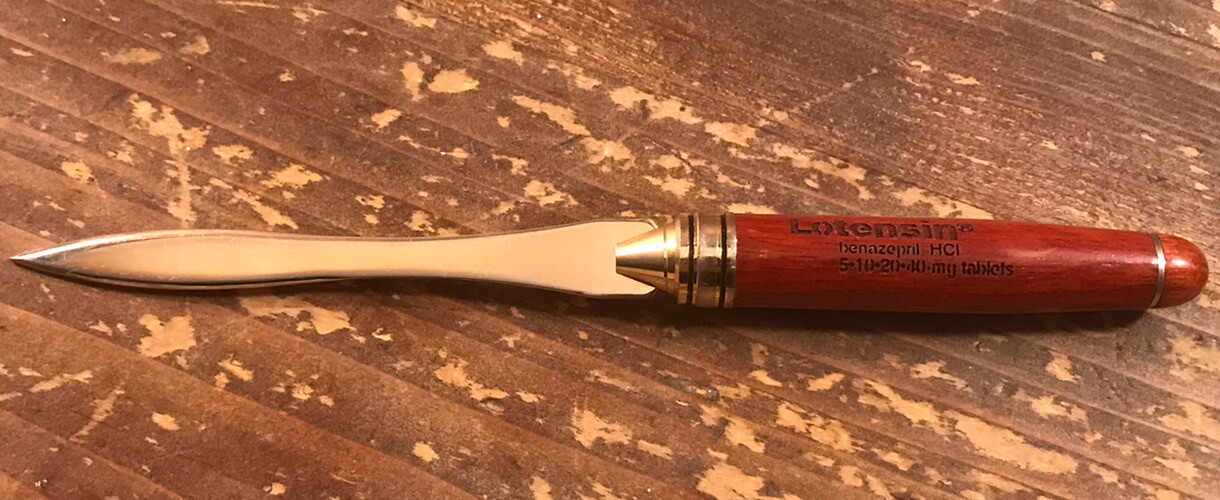 Lotensin Pharmaceutical Drug Rep Letter Opener 6 1/2” Long