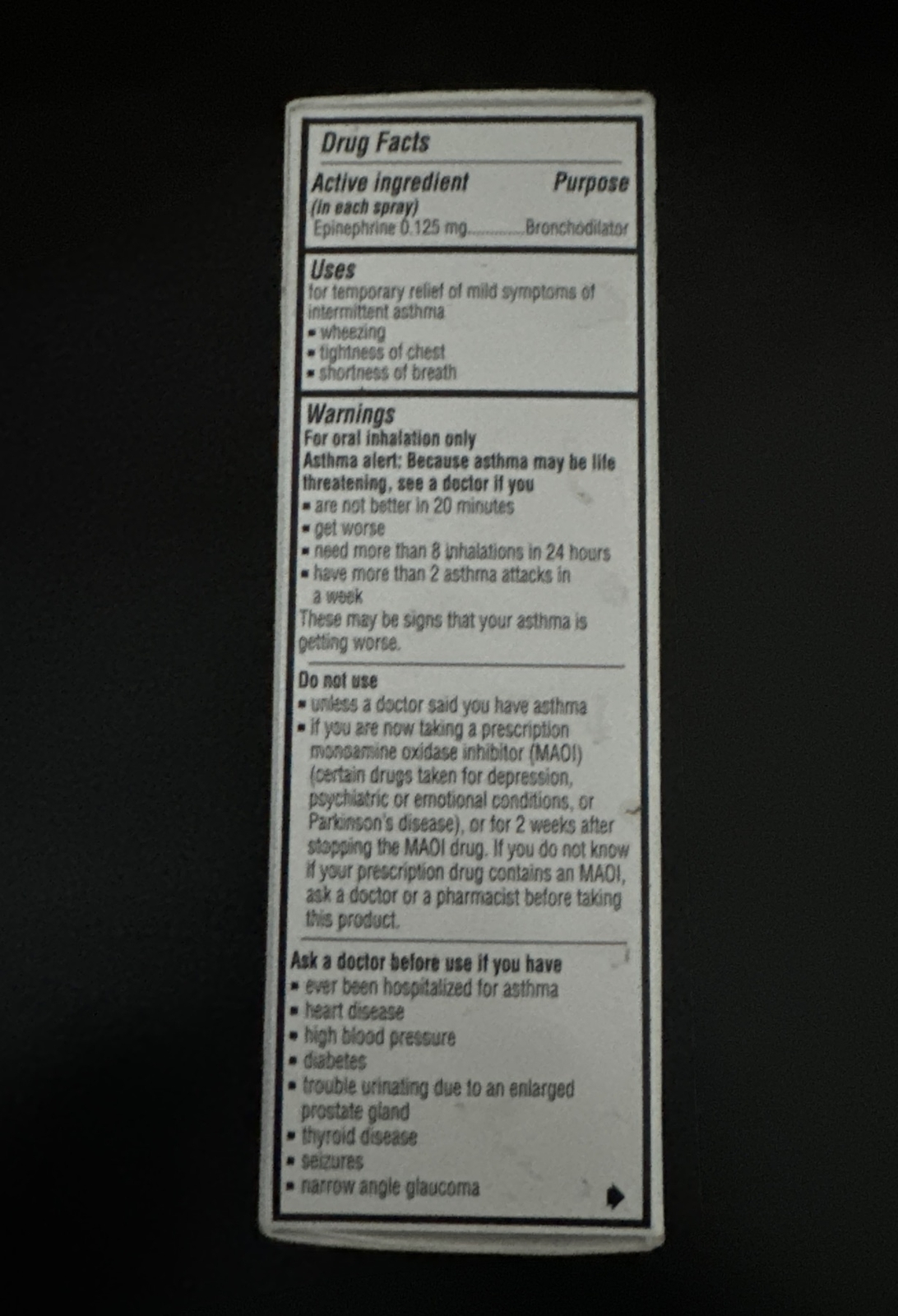 Primatene Mist Epinephrine Inhalation Aerosol 160 Sprays EXP 08/2026