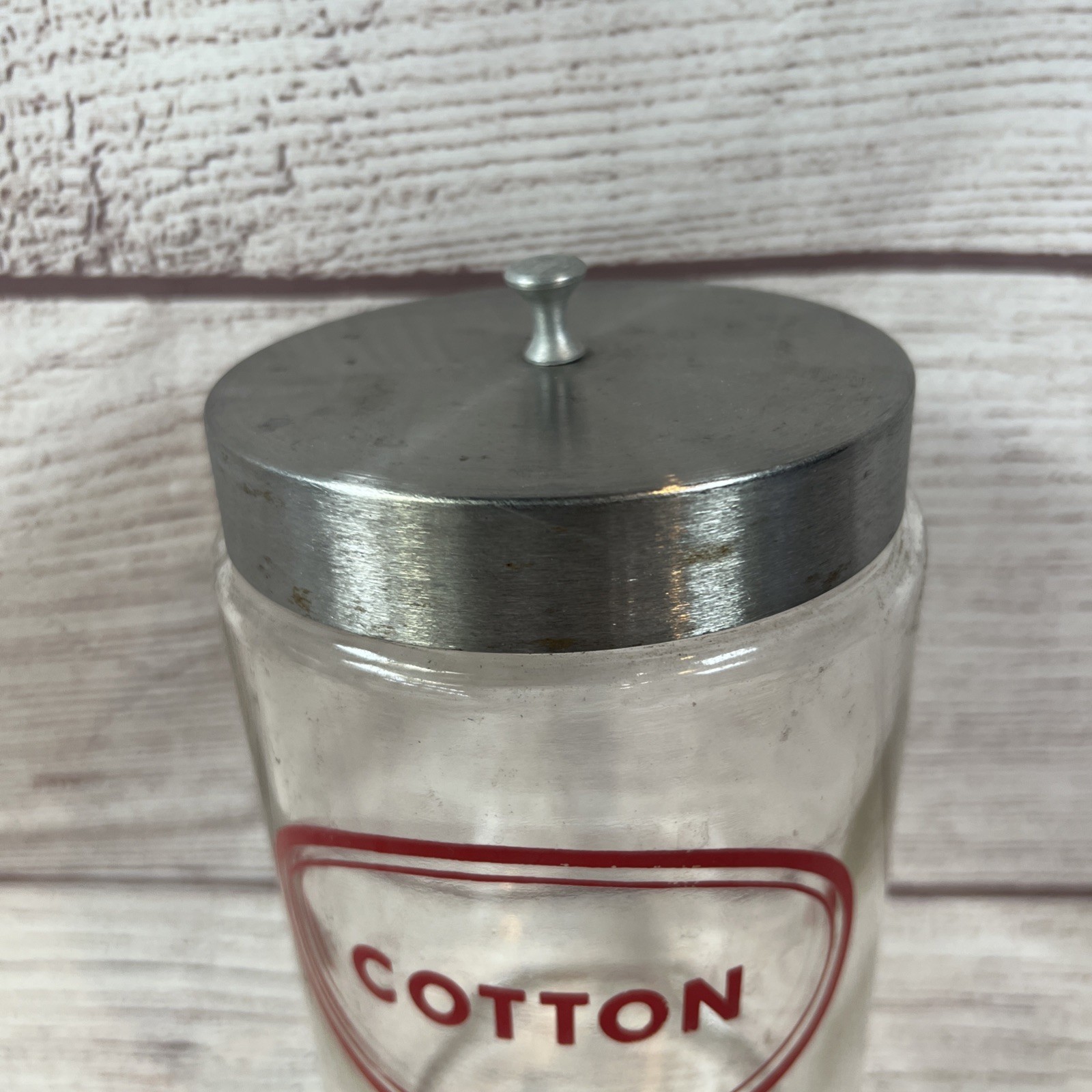 Merco Cotton Glass Medical Apothecary Jar with Lid 7.5″ Vintage Doctors Office