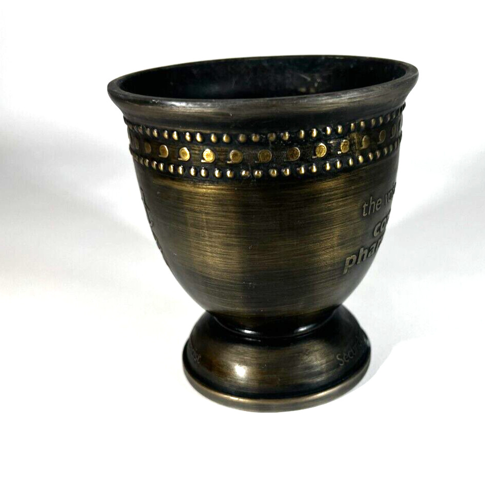 Mortar Vintage Bronze Brass Metal Pharmacopoeia no pestle 4″ Height