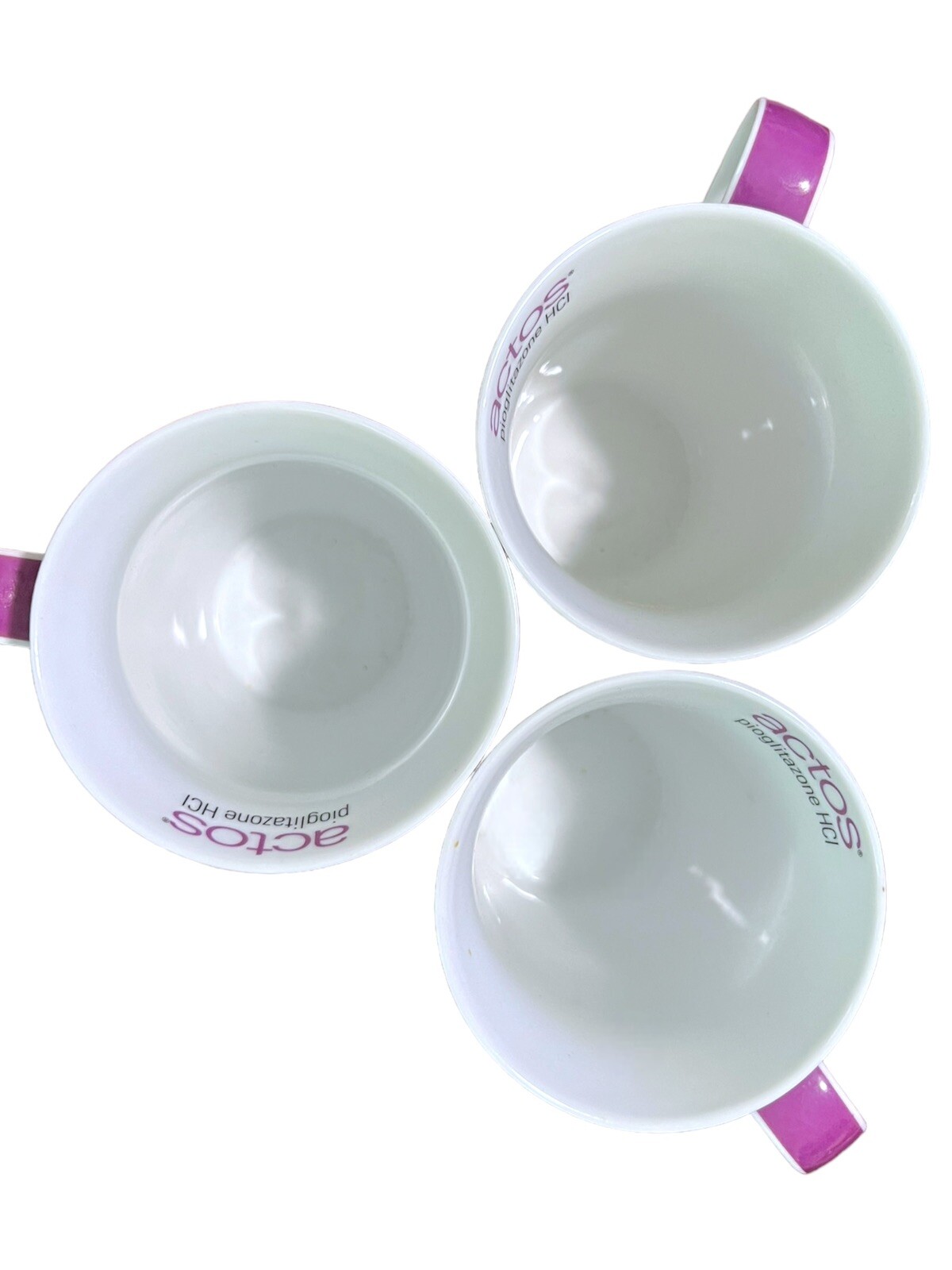 3 Actos Family Pharmaceutical Drug Rep Coffee Tea Mugs Cups Collectible 12oz