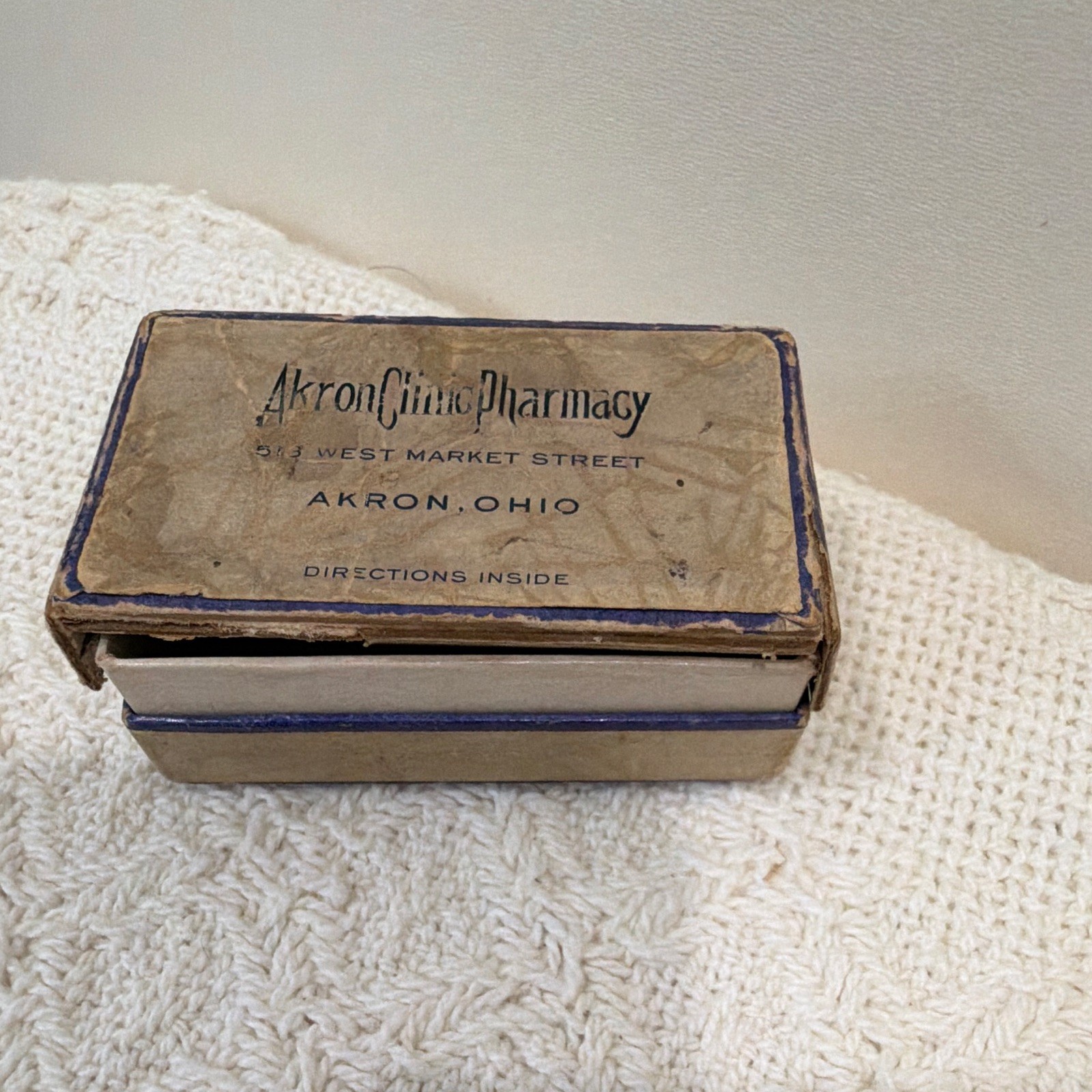 Akron Clinic Pharmacy Vintage Prescription Pill Box Akron Ohio No. 15075