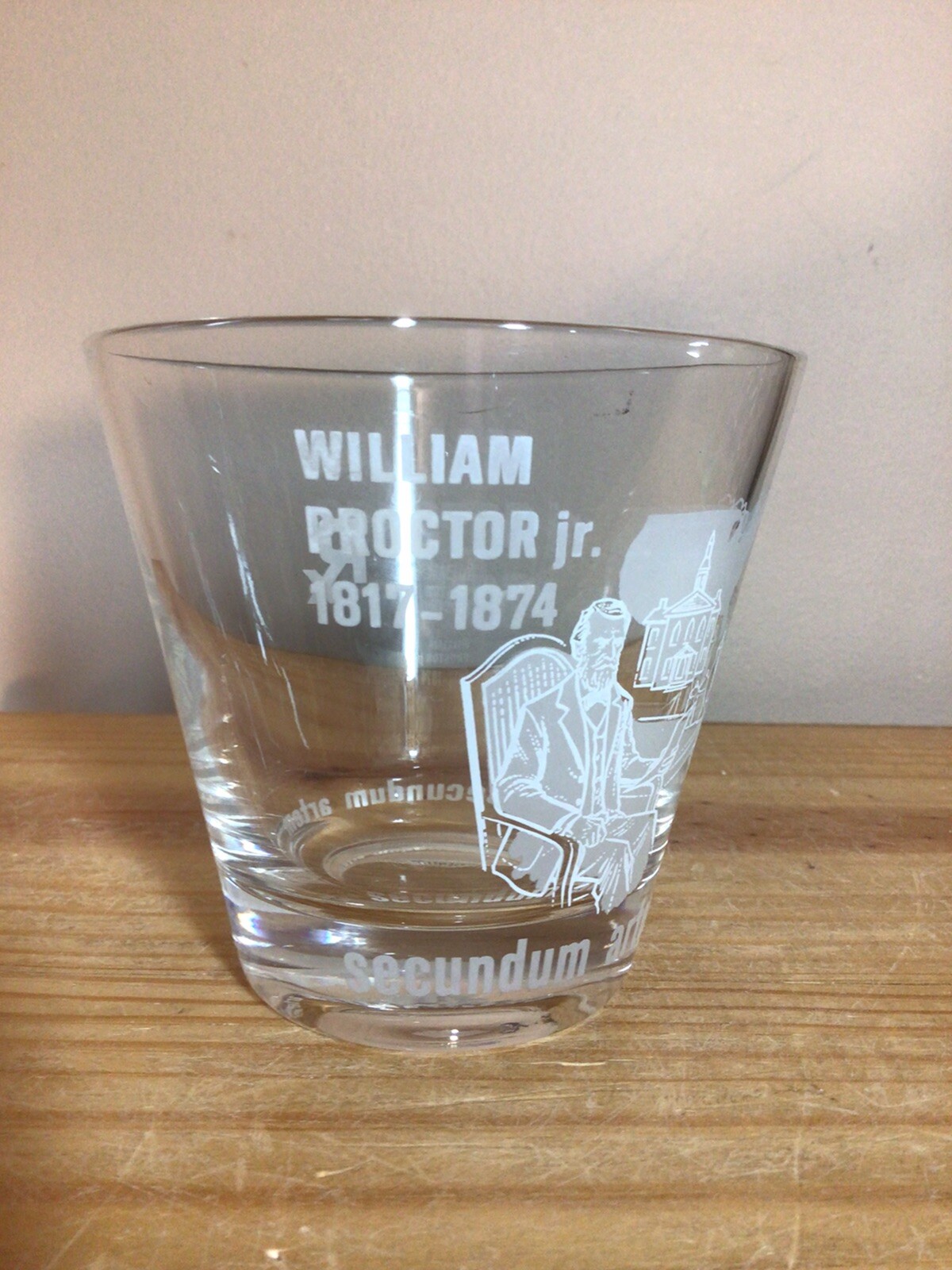 William Proctor Jr RX Pharmacist Secundum Artem 6oz Etched Glass Pharm Student
