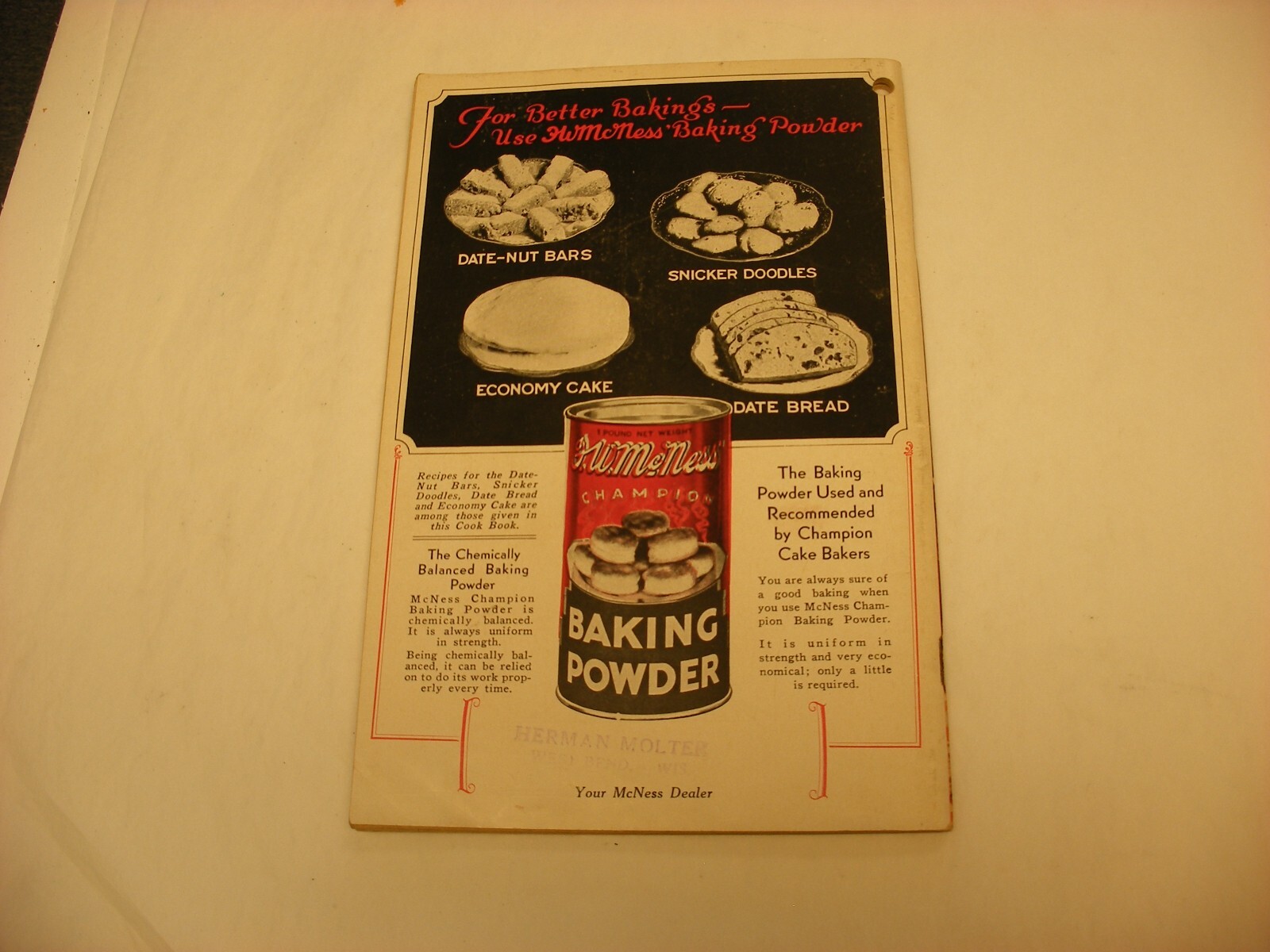 Vtg 1933 F. W. McNess Co. Freeport IL Pharmacy Medical Cure Cookbook