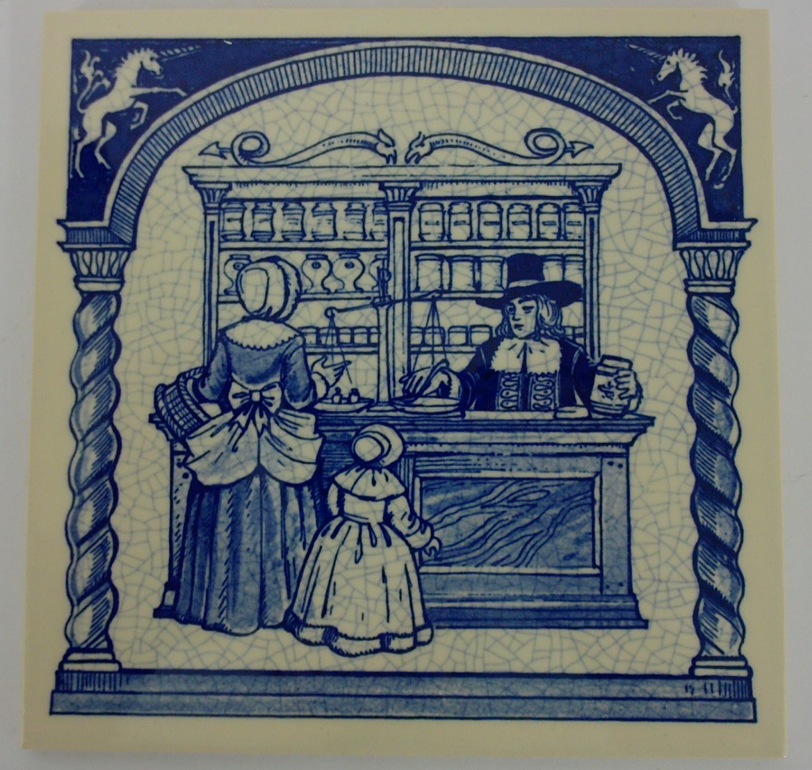 Burroughts Wellcome Co Delft Holland Blue & White Pharmacy Pill Tile 1988 #16