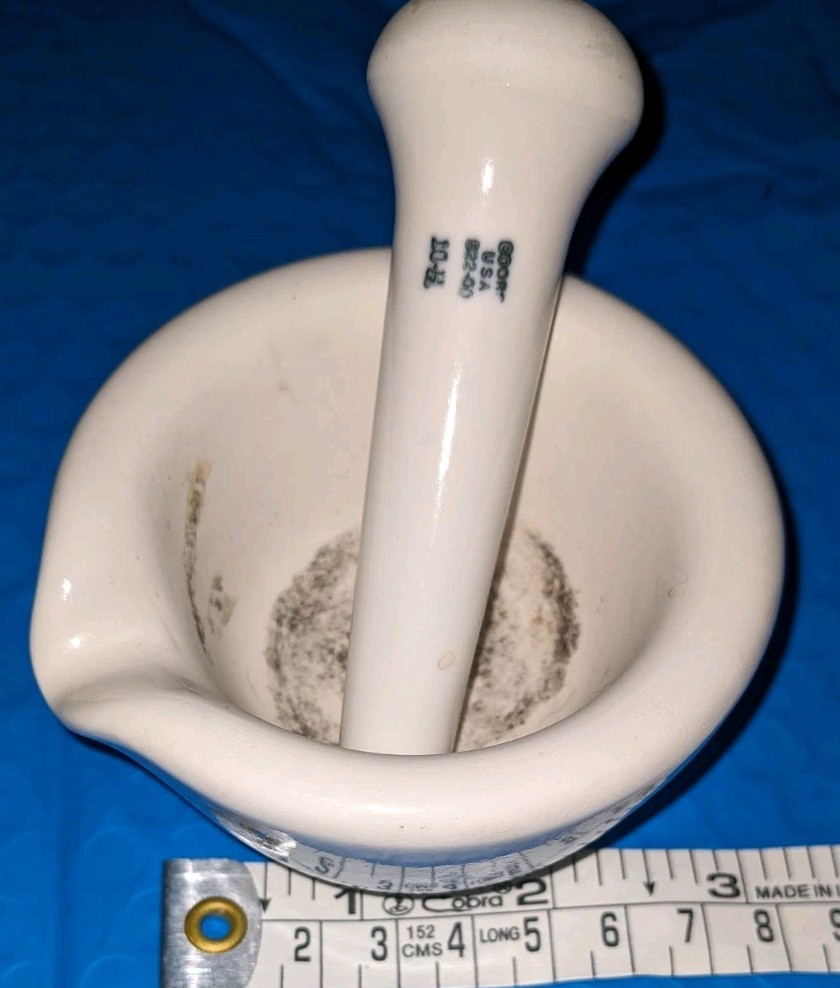 Vtg Porcelain Mortar & Pestle Coors USA 522-00 Matched Set Apothecary