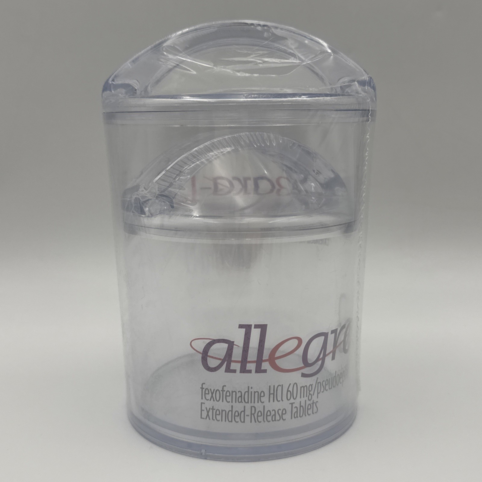 DRUG REP RARE ALLEGRA-D CLEAR PLASTIC/ACRYLIC CANISTER Set of 5 Pharmaceutical