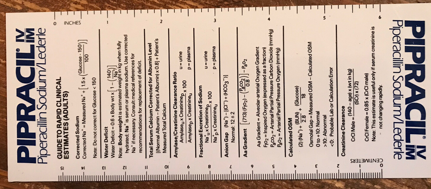 Pipracil Pharmaceutical Drug Rep Reference Ruler Plastic