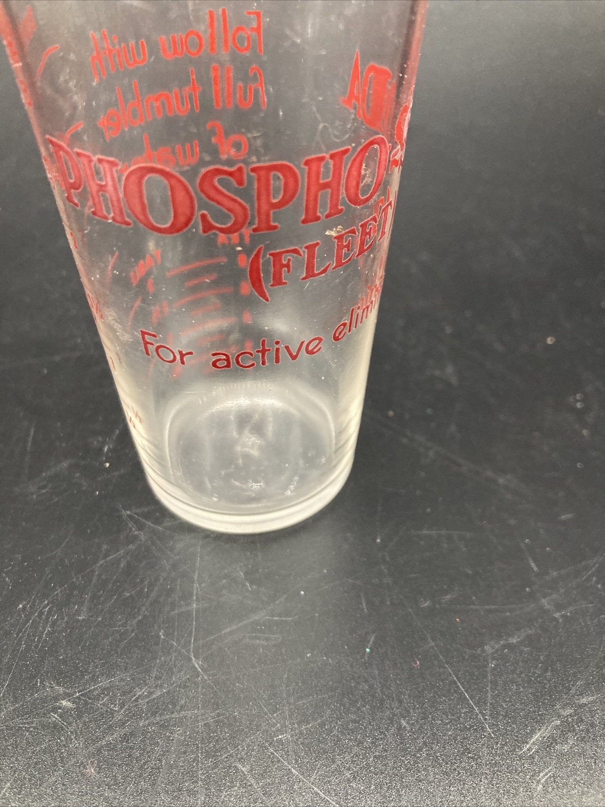 Vintage Fleet Phospho-Soda Buffered Laxative Dose Measurement Glass Hazel Atlas