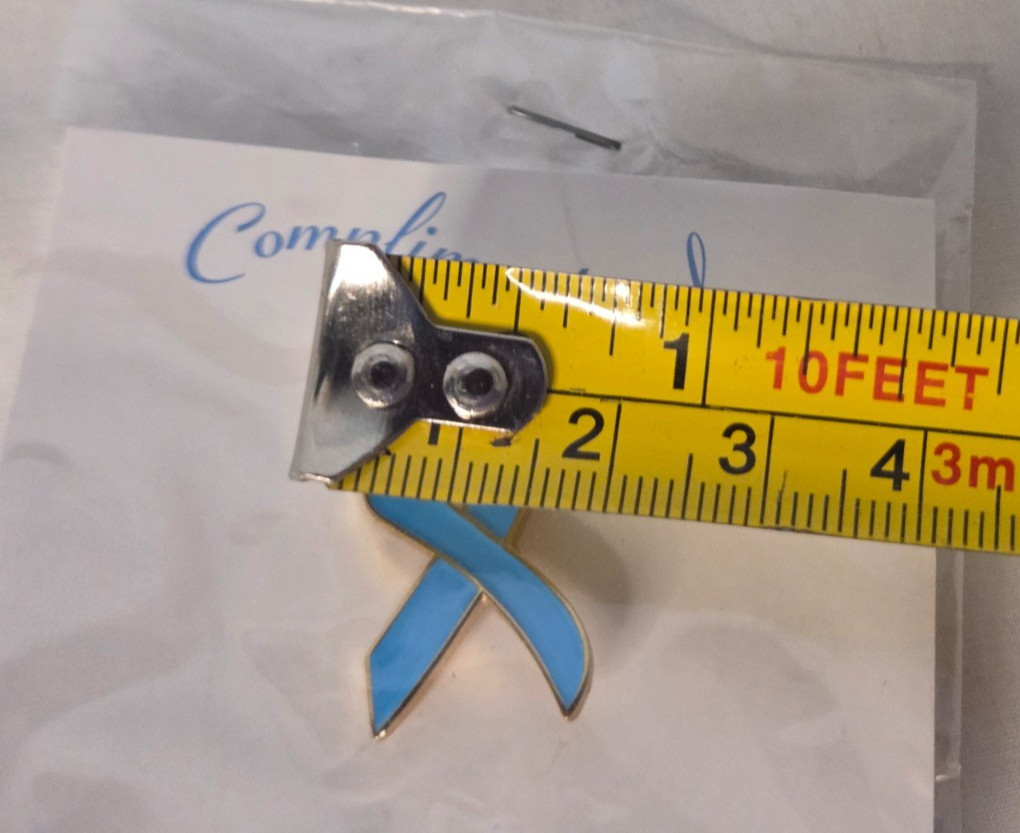 Vintage Sanofi Synthelabo Light Blue Ribbon Prostate Cancer Awareness Lapel Pin