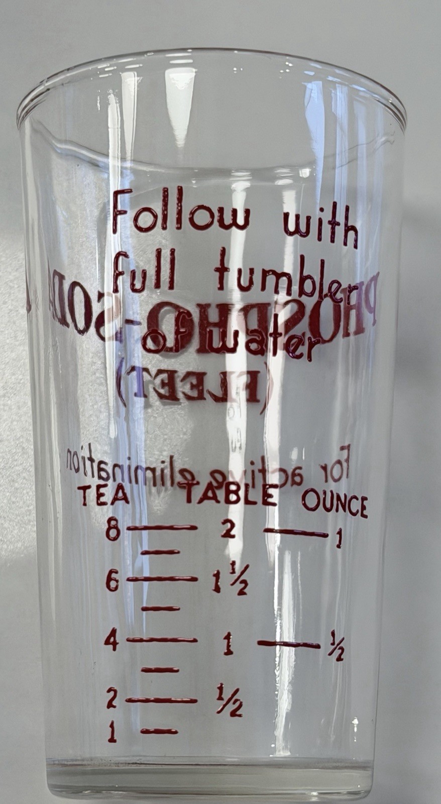 Two Small VINTAGE ADVERTISING MEASURING Glass FLEET LAXATIVE PHOSPHO-SODA