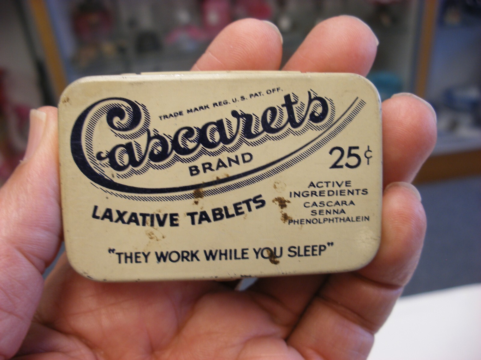 Vtg Medical Pharmacy Quack Cure – Cascarets Laxative Tablets Tin Watkins Co.