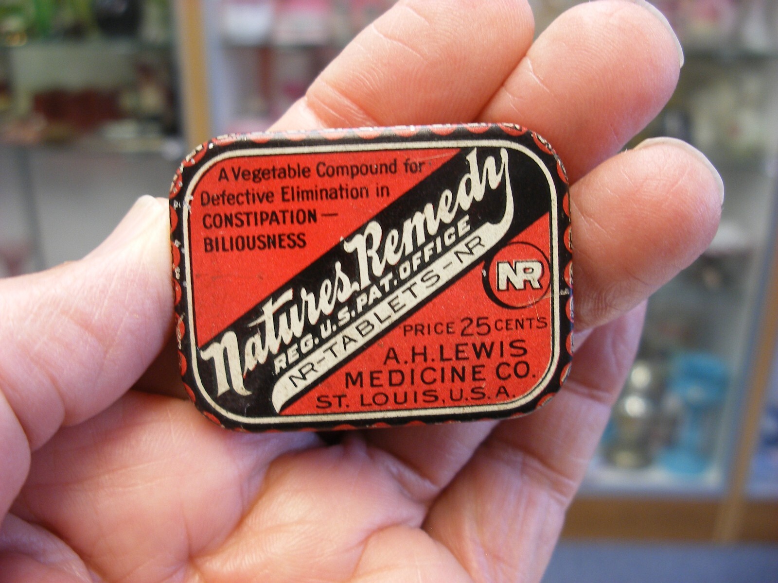 Vtg Medical Pharmacy – Natures Remedy A. H. Lewis Constipation Tablets Tin Empty