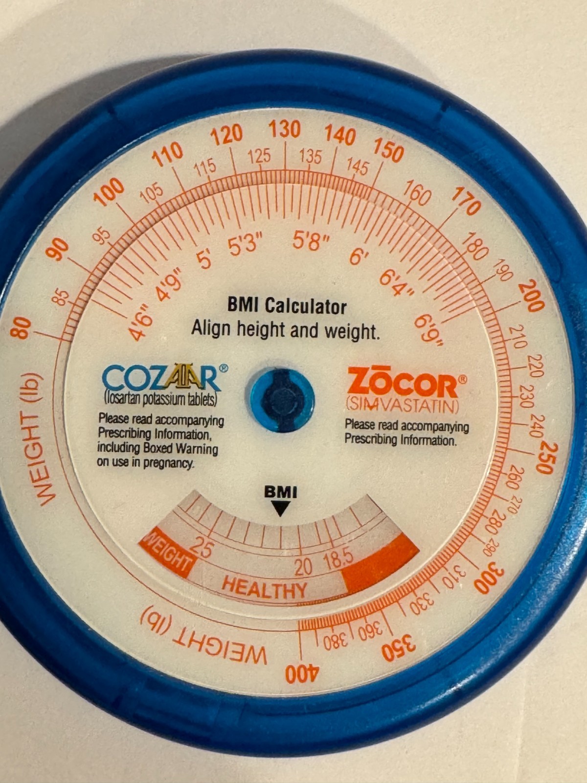 Drug Rep Advertising Promo BMI Calculator for Zocor Merck & Co.