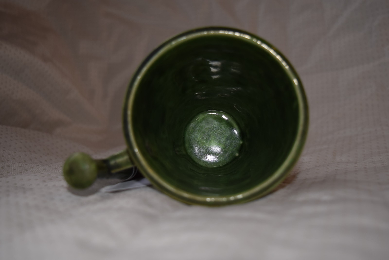 Vtg McCoy Art Pottery Galen Pharmacy Mortar & Pestle 4″ Mug Schering GREEN 51170
