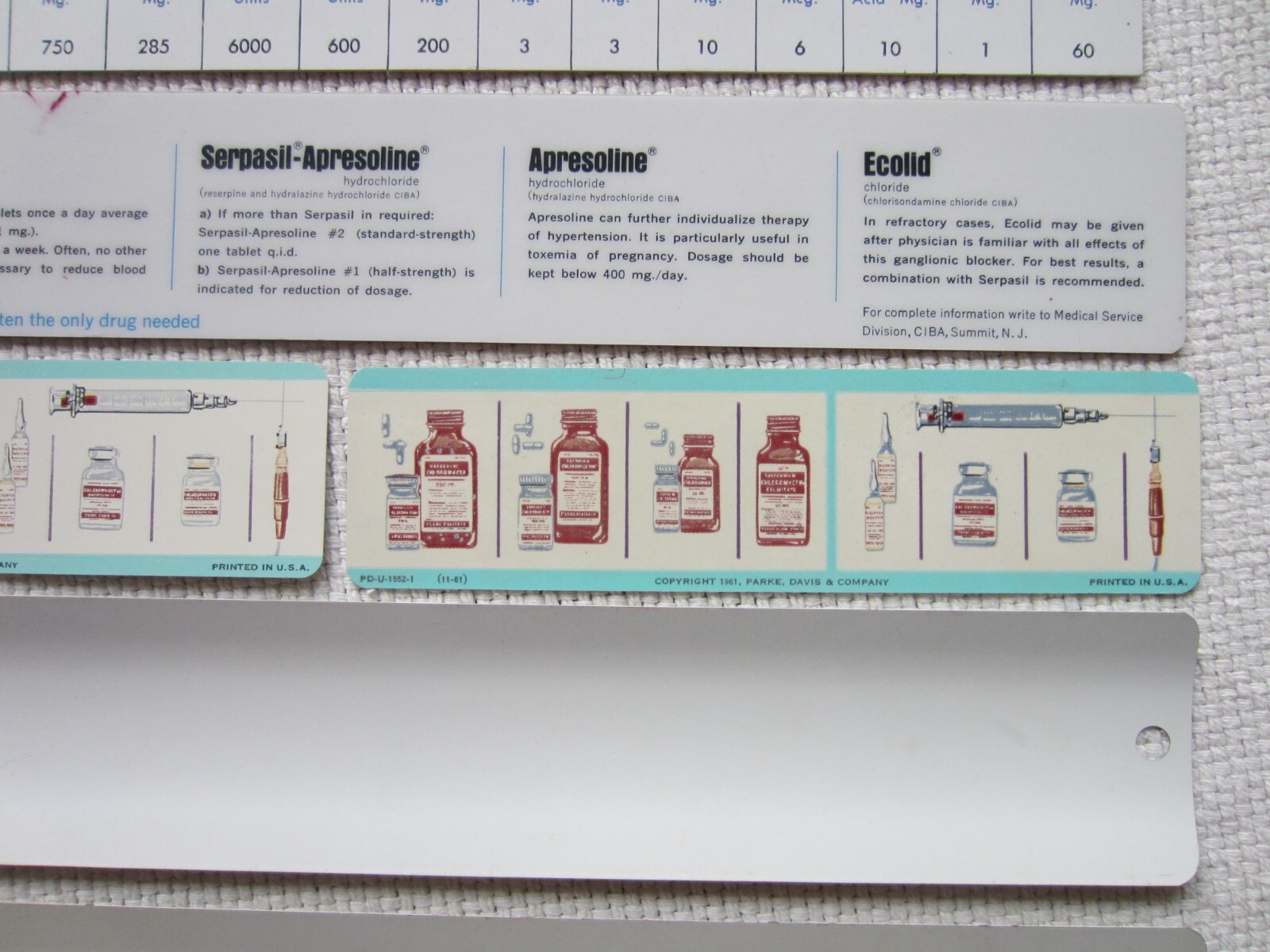 lot of 10 vintage PHARMACEUTICAL PHARMACY Promo DRUG ADVERTISEMENTS, 1961 to 70s
