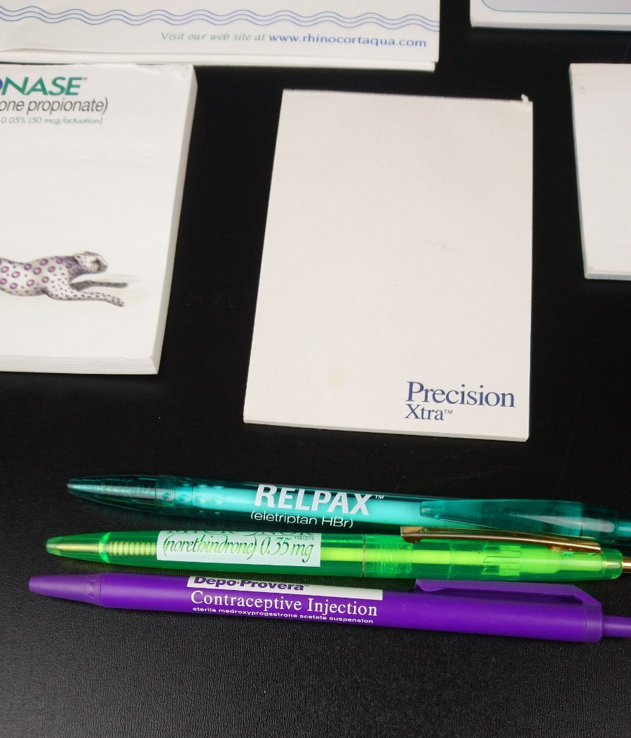 Lot of Drug Rep Note Pads & Pens Depo Provera Relpax Claritin Flonase Rhinocort