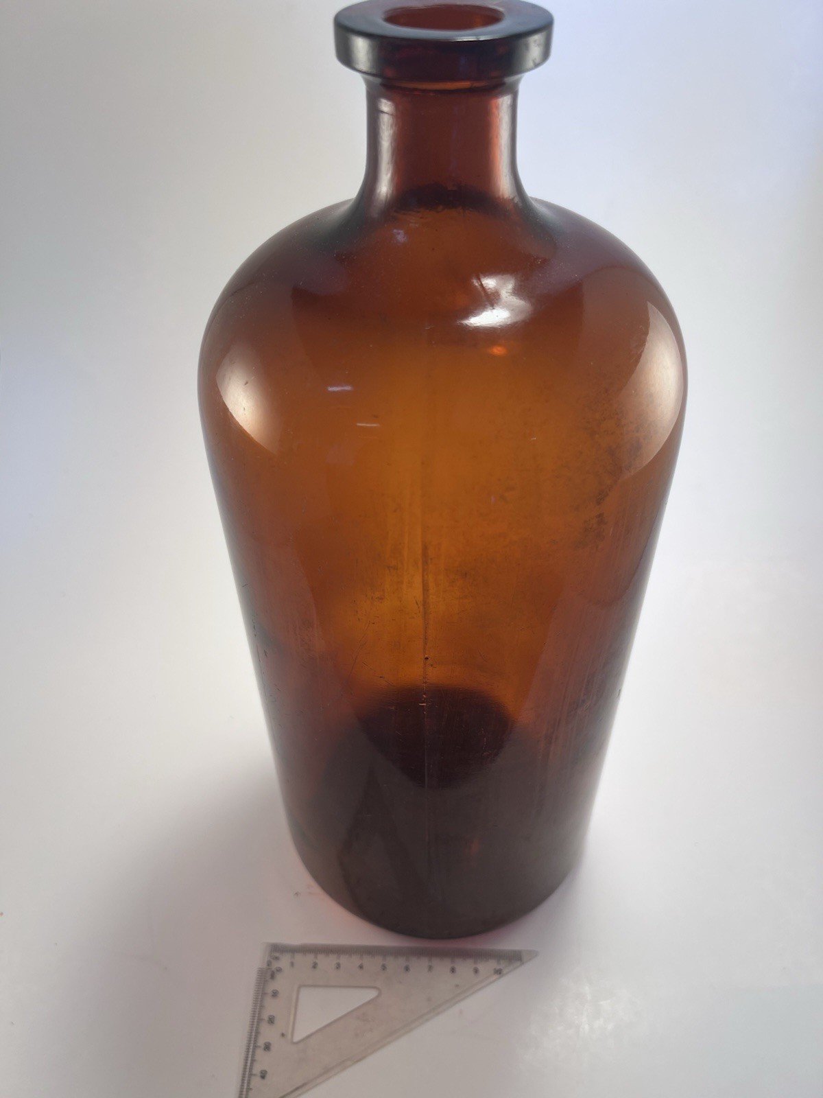 Vintage Wheaton NJ 1 Gallon Amber Apothecary Jar WT Triangle 13.5” Bottle