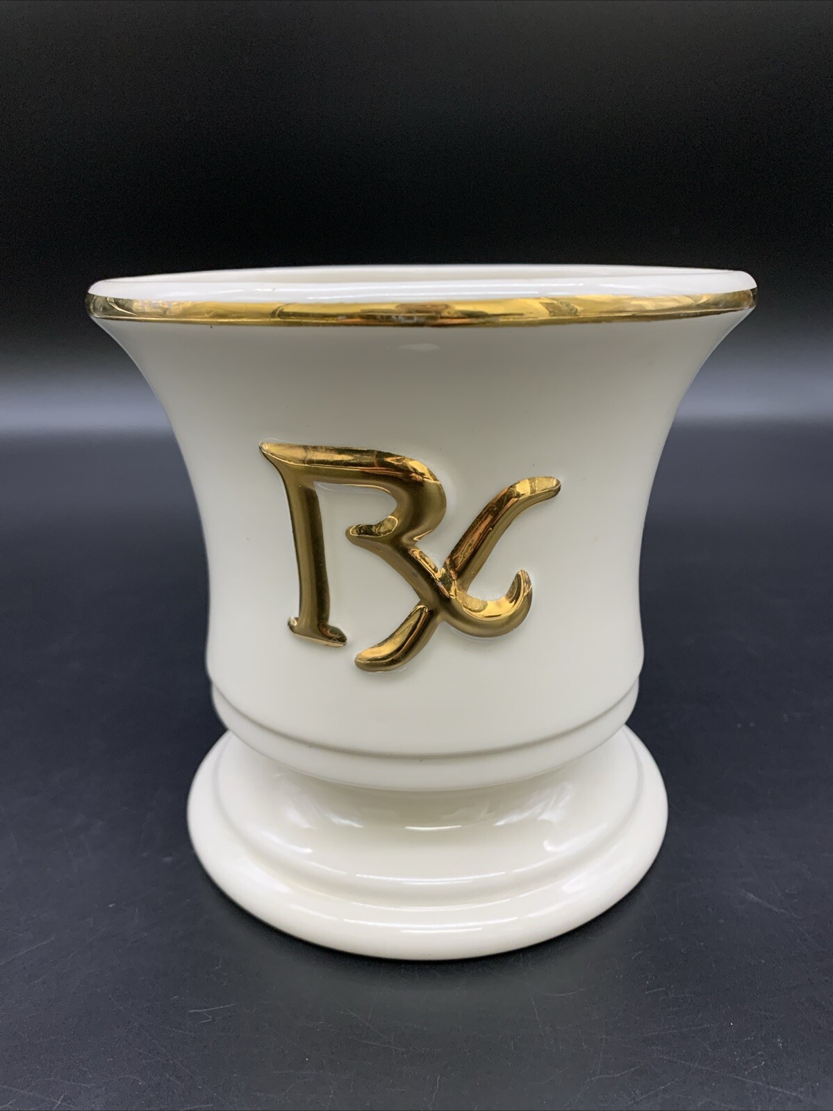 Vintage Blair Specialties Mortar and Pestle Apothecary Display Retro Gold Gilt