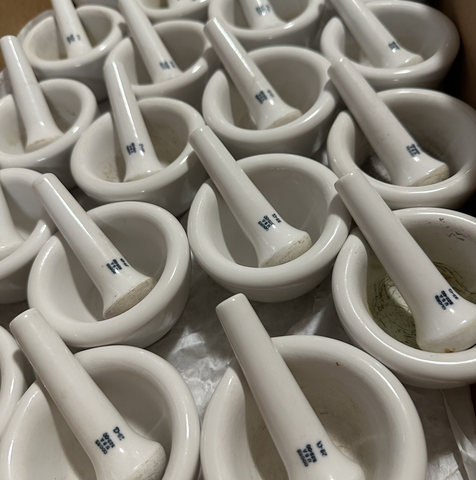 Vintage Coors USA 522-000 Heavy White Porcelain Lab Mortar and Pestle
