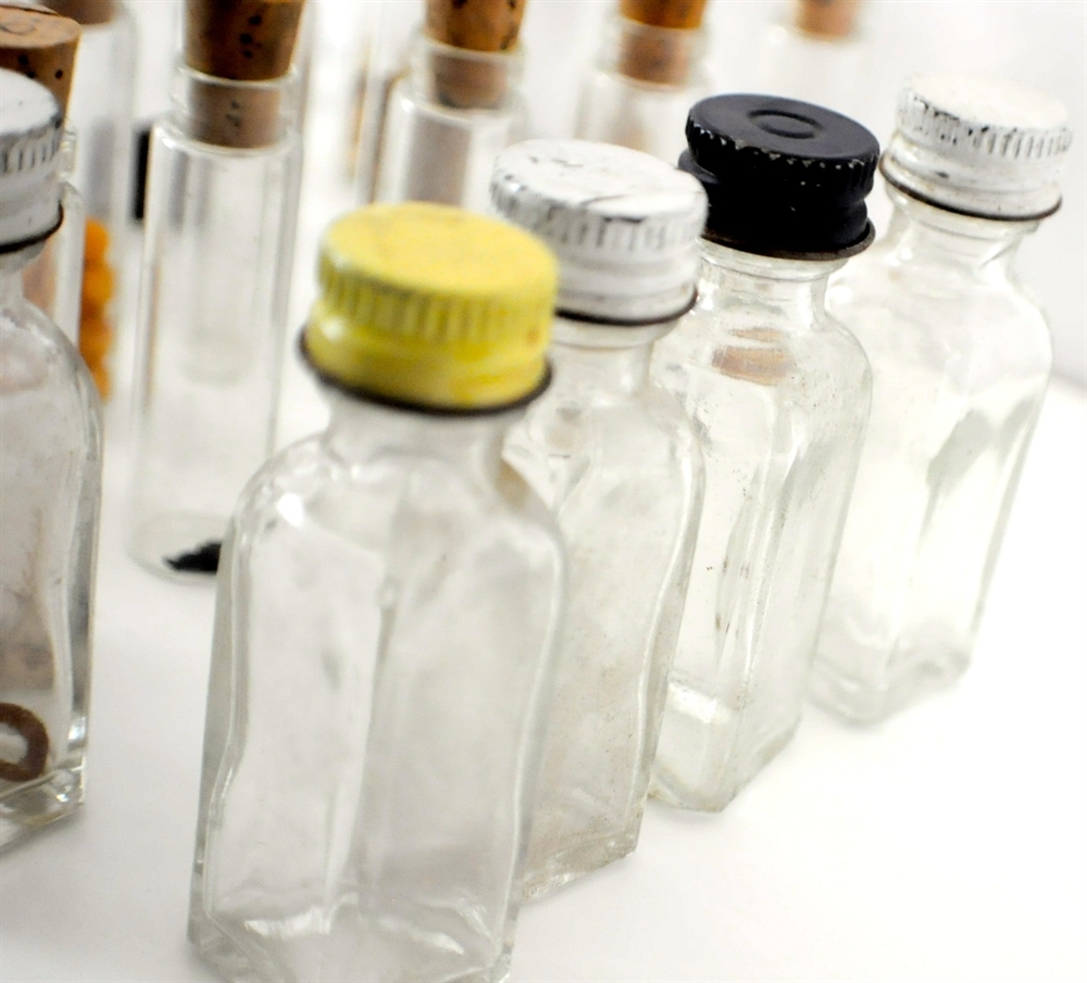 Lot of Vintage Glass Vials w/ Organic Seeds