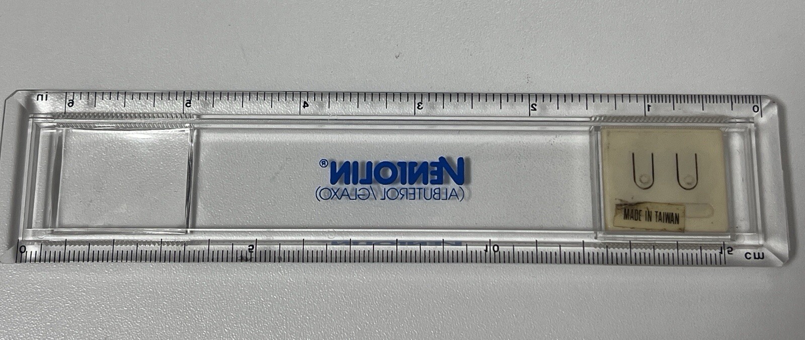 Glaxo VENTELIN Ruler w/ Quartz Clock & Magnifier Pharmaceutical Rep Promo (MD18)