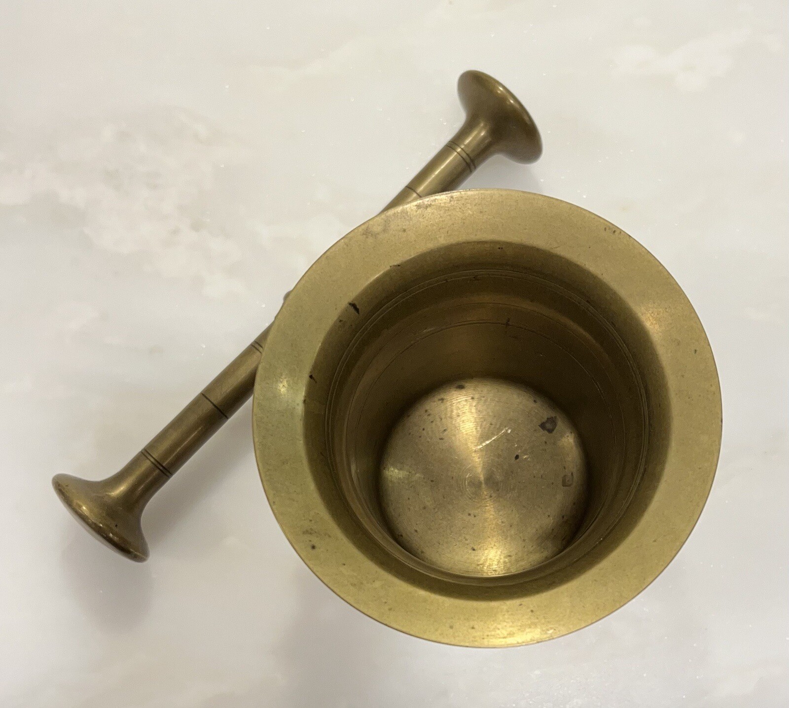 Brass Mortar & Pestle Vintage Rx Apothecary Grinder Pill Crusher Herbs LARGE #4
