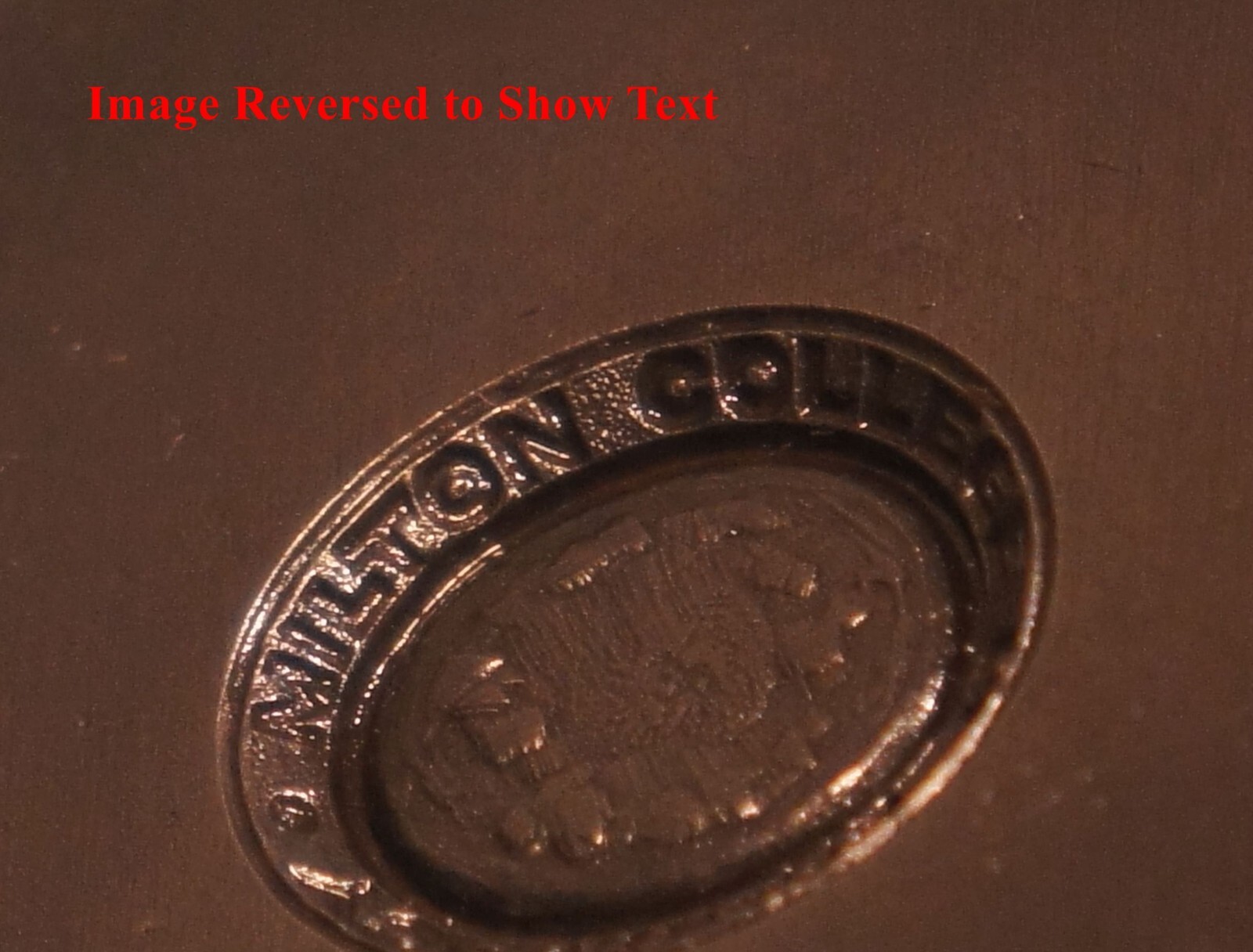 Antique MILTON SCHOOL OF PHARMACY Ring Top or Pin STEEL STAMPING DIE JN1778